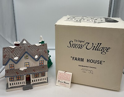 #ad Dept 56 The Original Snow Village quot;Farm Housequot; #5089 0 w Box amp; Light Cord 1987 $24.95