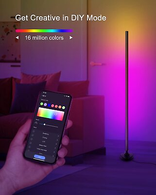 LED Floor Lamp Corner Light Lamp RGB White Modern Smart Compatible with Alexa $34.99