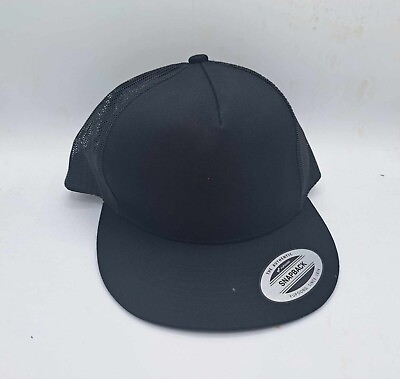 #ad Solid Black Adult Snapback Hat Cap $19.99