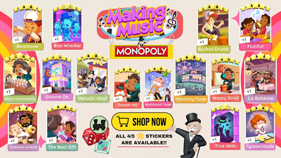 #ad ⭐Monopoly Go All Star Stickers ALL Available Now Making Music ⭐ Fast $12.99