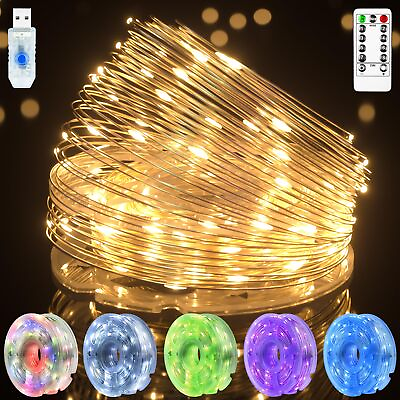 #ad 200 LED Fairy Lights with Remote amp; Timer 66FT Waterproof USB Fairy String Li... $8.62