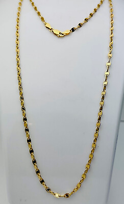 #ad Danecraft Italian 24KT Gold 925 Sterling Diamond Cut Link Necklace 30” $44.99