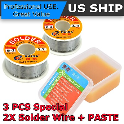 #ad 3X 60 40 Tin Rosin Core Solder Wire Electrical Soldering Sn60 Flux 1.2mm 1.0mm $9.79