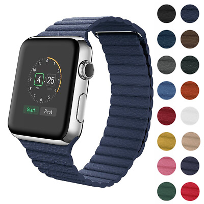 #ad Magnetic Leather Loop Band Strap For Apple Watch Ultra SE 8 7 6 5 4 44 45 49mm $7.65