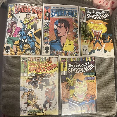 #ad 10 Vintage Marvel Comics Lot Spiderman 1986 1990 5 Different Issues $19.50