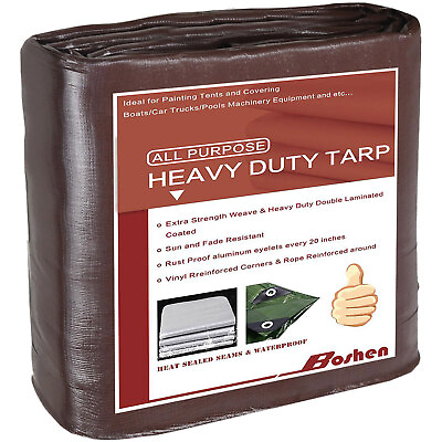 #ad Extra Heavy Duty Poly Tarps 5 10 12 16 20 Mil Tarp Waterproof Cover Tarpaulin $27.98