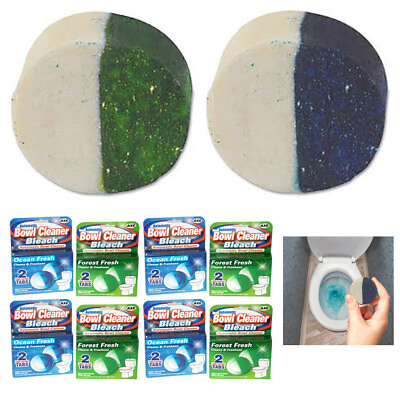 #ad 16 Tablets Bowl Cleaner With Bleach Toilet Discs Flush Automatic Stain Remover $30.89