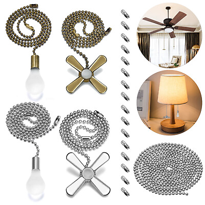 #ad 2 4Pcs Ceiling Fan Light Bulb Pull Chain Beaded Ball Extension Connector Decor $12.48