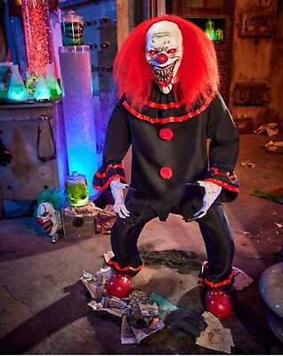 #ad Young Crouchy Spirit Halloween 4 Ft Animatronic Clown Spooky Scary LED RARENIB $250.00