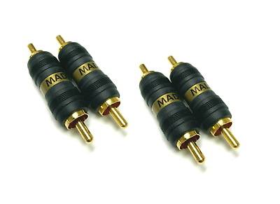 #ad NEW 4 Pieces Straight AV GOLD RCA male to male Connectors Couplers Adapters $9.99