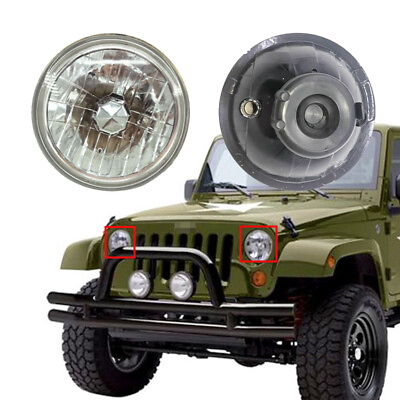 97 18 Jeep Wrangler TJ JK 7quot; Round Chrome Replacement Crystal Clear Headlights $27.99