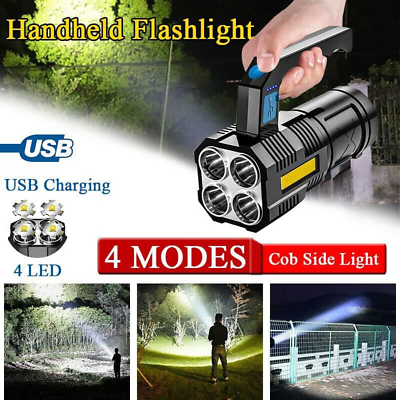 #ad High Power LED Flashlights Camping Torch With 4 Lamp Beads And COB Side Light $9.98