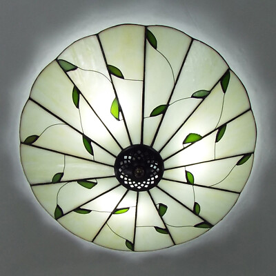 #ad Tiffany Style Flush Mount Ceiling Light Stained Glass Shade Bedroom Lamp Fixture $119.00