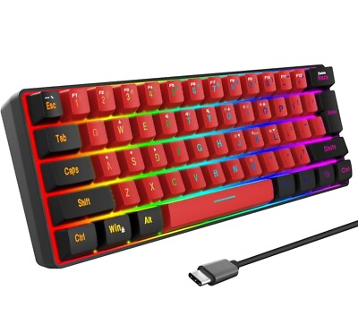 #ad 60% Keyboard Wired Gaming RGB Backlit Ultra Compact Mini Keyboard Waterproof $24.29