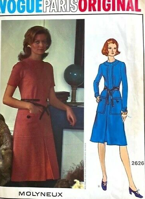 #ad 1970s SIZE 10 VOGUE PARIS 2626 MOLYNEUX MISSES DRESS *UNCUT FF $27.99