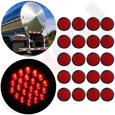 #ad 20x Red Stop Turn Tail Brake 4quot; 24LED Round Lights for Kenworth Peterbilt Rubber $64.29