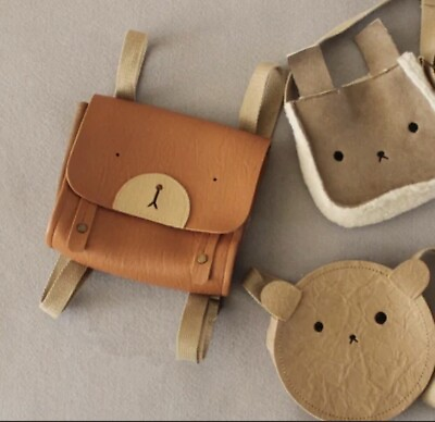 #ad Kids boys girls toddler backpack pu leather Brown cute bear cartoon $33.00