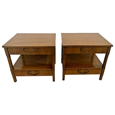 #ad American of Martinsville Nightstands Pair Side Tables two Drawers bottom Shelf $1202.65