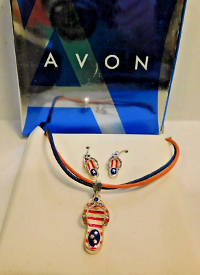 #ad Avon patriotic flip flop gift set 2006 NEW in Box $4.98