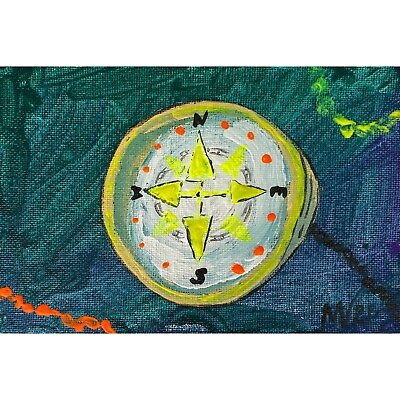 #ad Compass Painting Nautical Original Art Acrylic Wall Art Canvas Painting 6by4 Sma $45.00