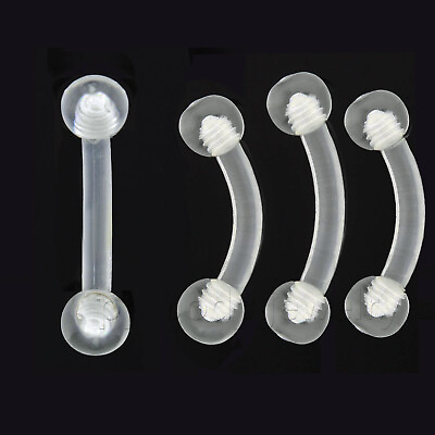 #ad 16G 14G Clear Ball Bio Flex Curved Barbell Eyebrow Ring Retainer 5 16quot; 3 8quot; $2.46