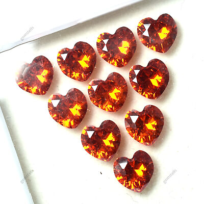 #ad #ad 6 Pcs Natural Gemstone Orange Sapphire CERTIFIED Loose Heart Cut 6 MM Lot $11.99
