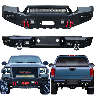 #ad For 2007 2013 GMC Sierra 1500 Front or Rear Bumper with LED Lights and D Rings $799.99