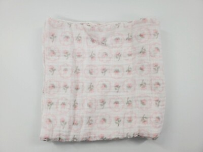 #ad Swaddle Designs Baby Swaddle Blanket Muslin White w Pink Flowers Infant B58 $9.99