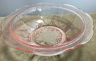 #ad Royal Lace Pink Depression Glass 10quot; Serving Bowl $25.00