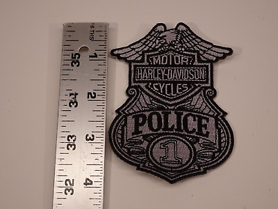 Harley Davidson #1 Police Bar amp; Shield Embroidered Patch 3.75quot;x2.75quot; $3.95