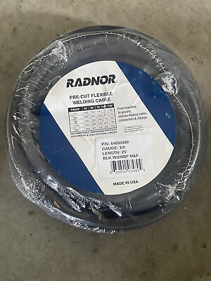 #ad Radnor 64003509 Pre Cut Flexible Welding Cable 2 0 AWG 25#x27; BlK HD SHRINK PACK $145.00