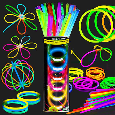 #ad Glow Sticks Bulk 100 300 Pack 8 Inch Glow Sticks Party Pack Mixed Colors $49.98