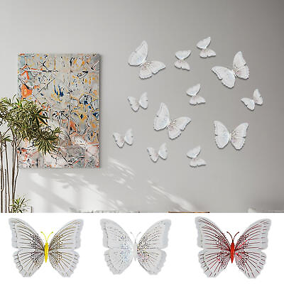 #ad 12pcs Butterfly 3D Wall Stickers Wall Decors Wall Art Wall Home Decorations $9.01