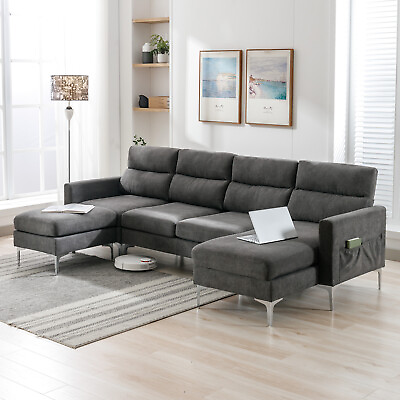 #ad U Shaped Sectional Sofa Set Modern Convertible Couch Sofa Chairs for Living Room $499.99