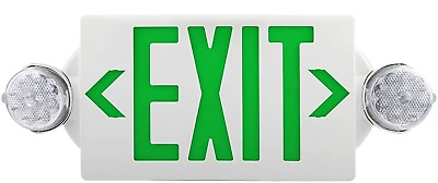#ad LED Green Exit Sign Emergency Light Adjustable Head Compact Combo UL 924 listed $39.99