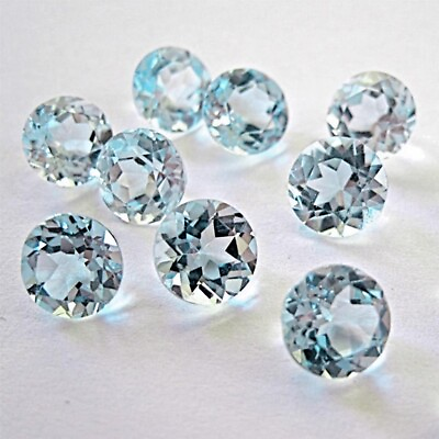 #ad Wholesale Lot of 5.5mm Round Facet Natural Blue Topaz Loose Calibrated Gemstone $9.59