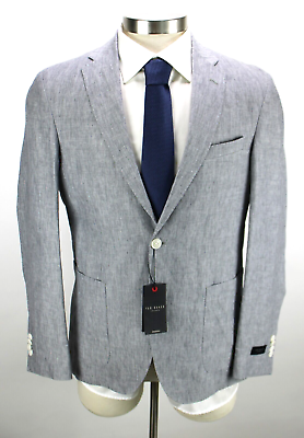 #ad Ted Baker Tampa Sport Coat Mens 38 R Slim Fit Grey Linen Soft Constructed Blazer $175.99