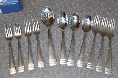 #ad 11 Mercer Hampton Silversmiths Stainless Steel Flatware Forge Forks Spoons Lot $12.00