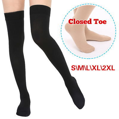 #ad Opaque Thigh High Compression Stockings Support 23 32 mmHg Graduated Closed Toe $27.02
