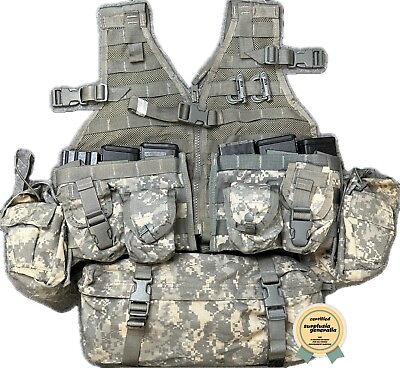#ad MOLLE II US Army Fighting Load Carrier Vest Light Infantry Kit 18 Pieces ACU $27.25