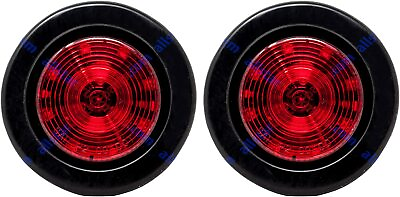 QTY 2 2.5quot; Round Side Marker Clearance Light 12 LED Red Grommet Pigtail Kit $15.50