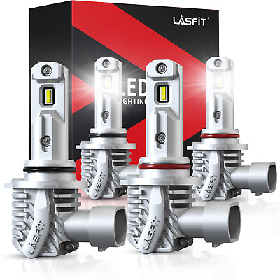 #ad 4Pcs LASFIT Combo LED Headlight Bulbs 9005 9006 High Low Beam Super Bright 6000K $52.99