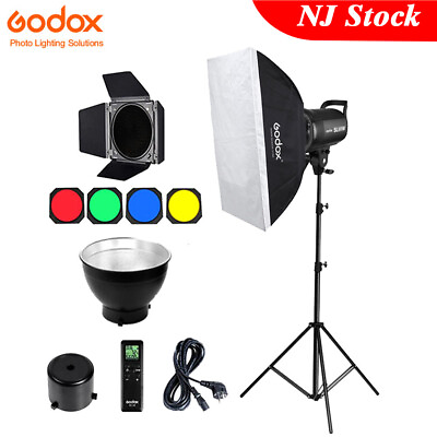 #ad US Godox SL 60W 5600K LED Video LightBD 04 Barn Door60x60cm Softbox Stand Kit $158.40