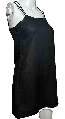#ad SIR Brand Womens Size 0 Small Linen Dress Tunic Top Sleeveless Black AC $22.12