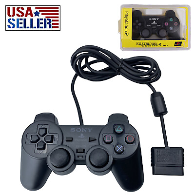 #ad Wired Controller For Sony PlayStation PS2 PS1 2.4GHz Dual Vibration Gamepad $21.99