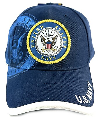 #ad United States Navy Baseball Cap Embroidered Logo Blue Adjustable Hat w Tags $6.73