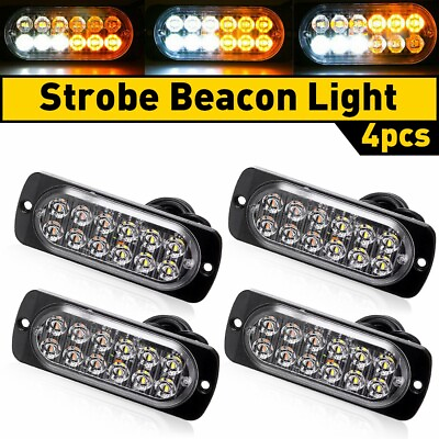 #ad 4 Amber PCS Strobe White Lights Flash Lamp Super 12 SMD LED Bright Replacement $16.99