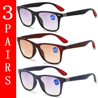 #ad 3Pairs Men Bifocal Reading Glasses Reader Sunglasses progressive Bifocal Lens $22.49