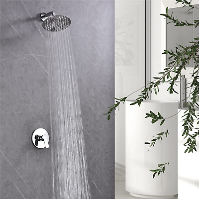 #ad 8quot; Round Stainless Steel Chrome Polish Showerhead Body Spray Simple Installation $48.75
