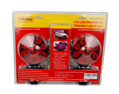 #ad 12V LED Magnetic Towing Trailer Light Kit 24 LEDS Multi Function DOT HTLLM 008 $29.99
